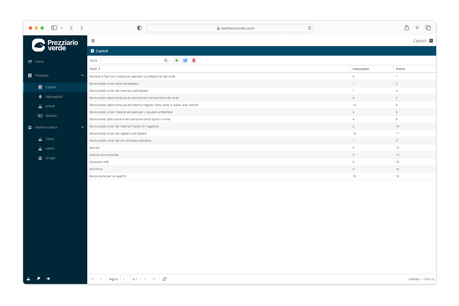 admin prezziarioverde browser